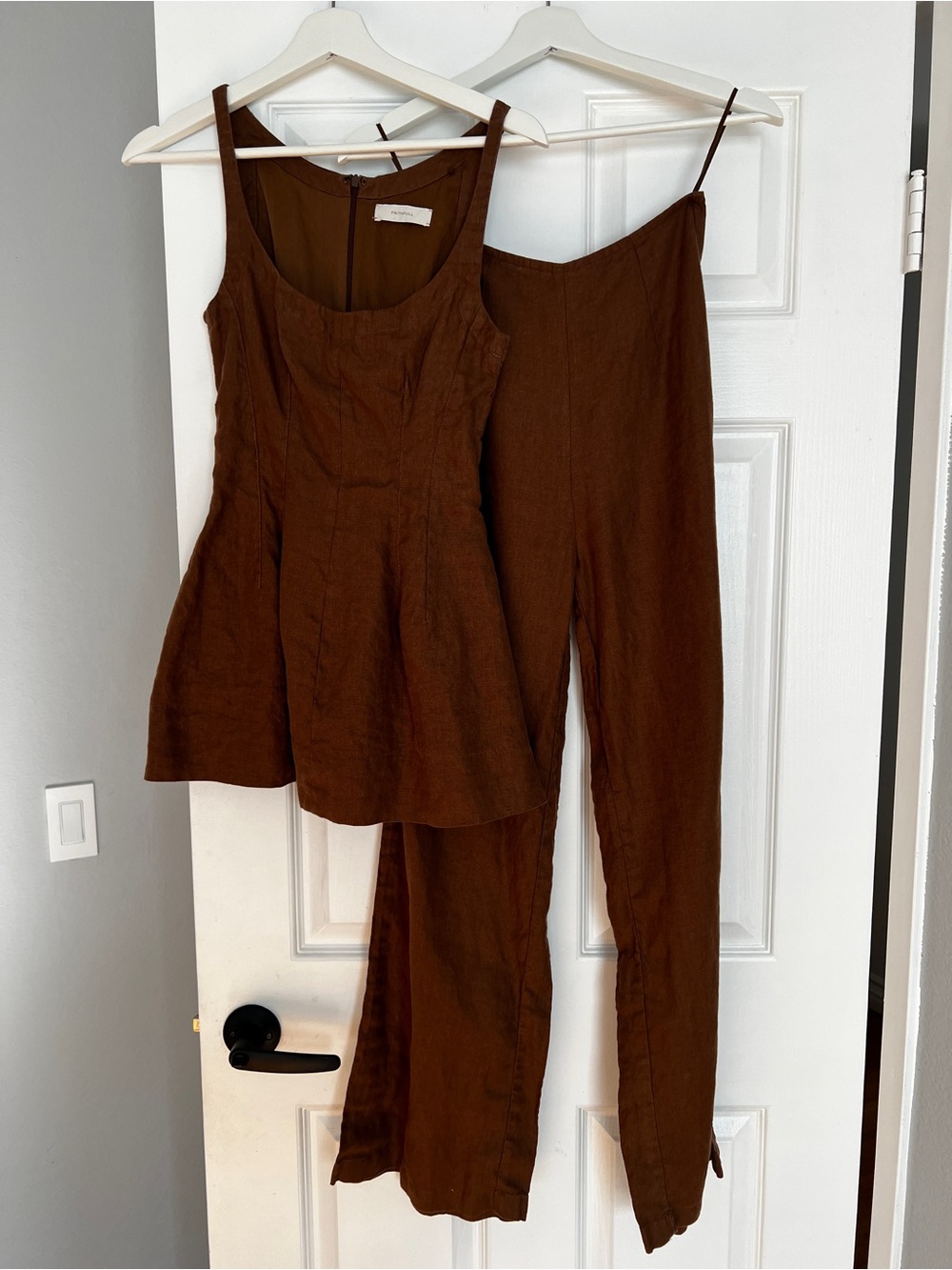 Faithfull The Brand Syna top and pant set clay brown color size 2 - Picture 3 of 5